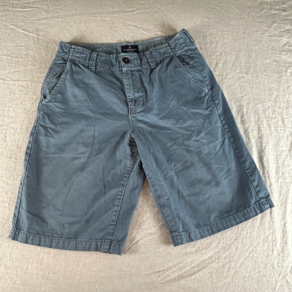 American Eagle Outfitters Mens 30 Blue Gray Longboard Flat Front Chino Shorts